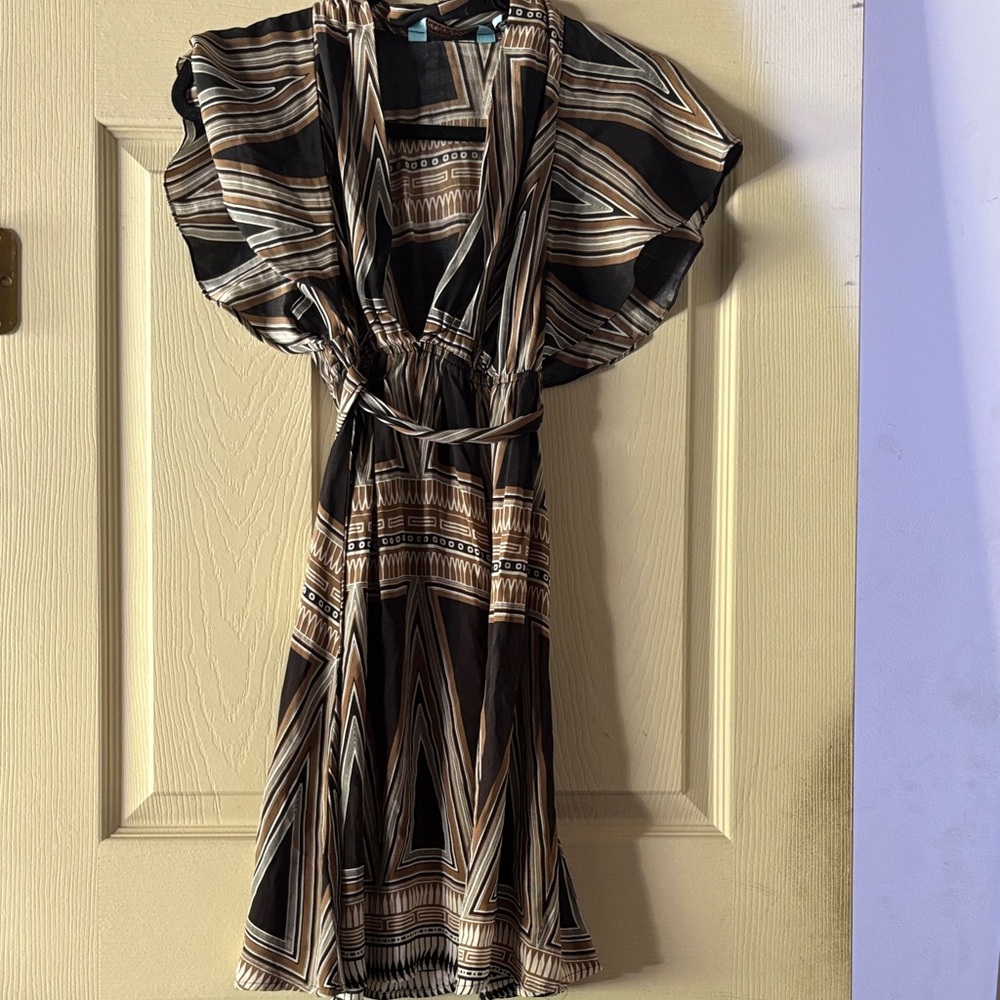 Guess Brown and Black Geometric Dress